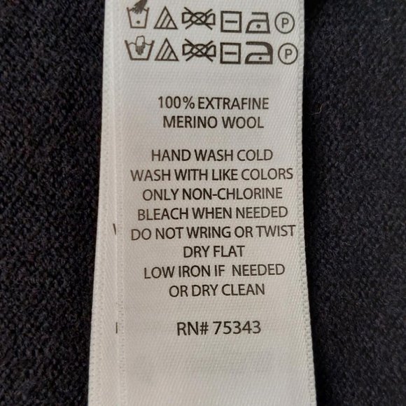 Adrienne Vittadini 100% Extra Fine Merino Wool Black Open Cardigan - Size M - Picture 4 of 4